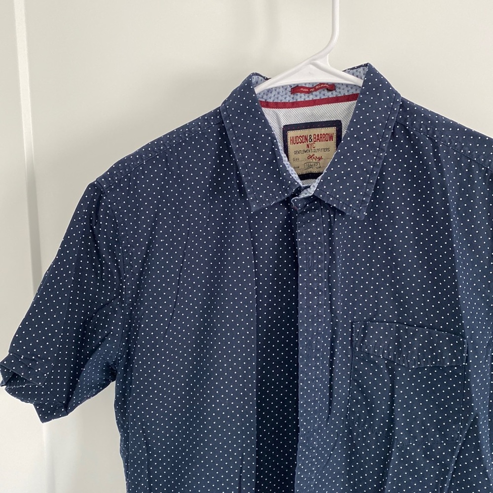 Hudson&Barrow NYC Blue Polka Dot Dress Shirt